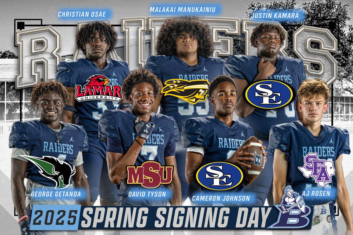 Mark your calendar!  Come out to help us celebrate these young men who have earned the opportunity to continue their athletic and academic journey at the collegiate level!  
🗓️Friday 5/9
📍LD Bell Auditorium
⌚️4:30-5:30pm
#BlueRaiderRecruits