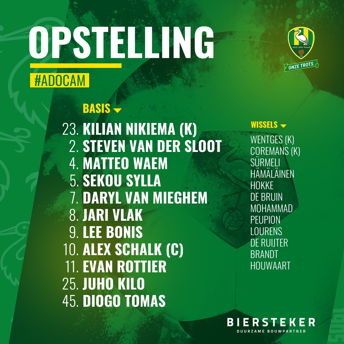 𝐗𝐈 📋 𝐋𝐈𝐍𝐄-𝐔𝐏

De opstelling tegen SC Cambuur.

#ADOcam #ComeOnTheHague