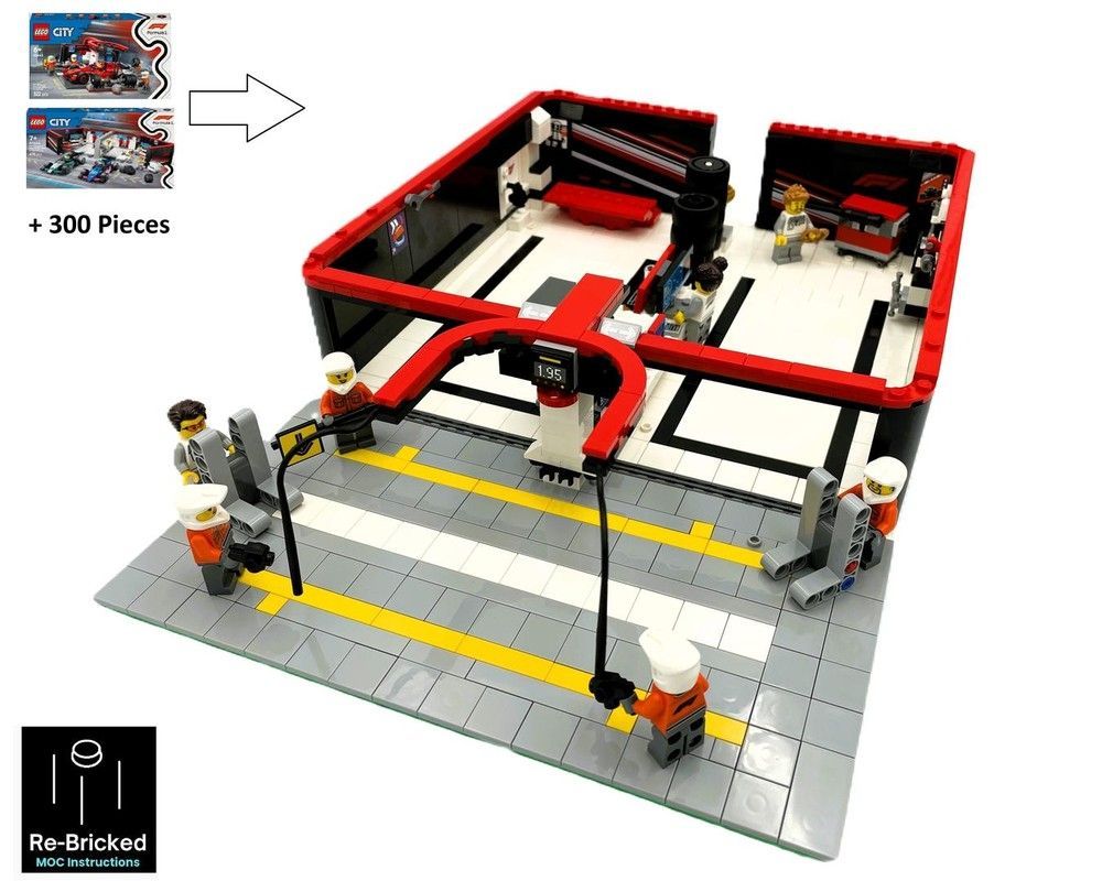 F1 Formula 1 Garage &amp; Pit Speed Champions Scale modification of 60443 &amp; 60444 by <a href="/PaulPettifor/">Re-Bricked</a> #LEGO reb.li/m/219522?spot=…