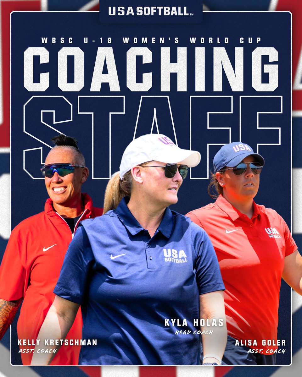 🔥 𝗣𝗼𝘄𝗲𝗿𝗵𝗼𝘂𝘀𝗲 𝘁𝗿𝗶𝗼 𝗶𝗻𝗰𝗼𝗺𝗶𝗻𝗴.

USA Softball’s #U18WNT coaching staff is 𝙎𝙀𝙏 for the <a href="/WBSC/">WBSC ⚾🥎</a> U-18 Women's World Cup! 

See who’s joining them on the field 👉 go.usasoftball.com/u18roster