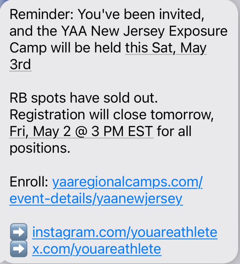 Thank you for the camp invite <a href="/youareathlete/">You Are Athlete</a>