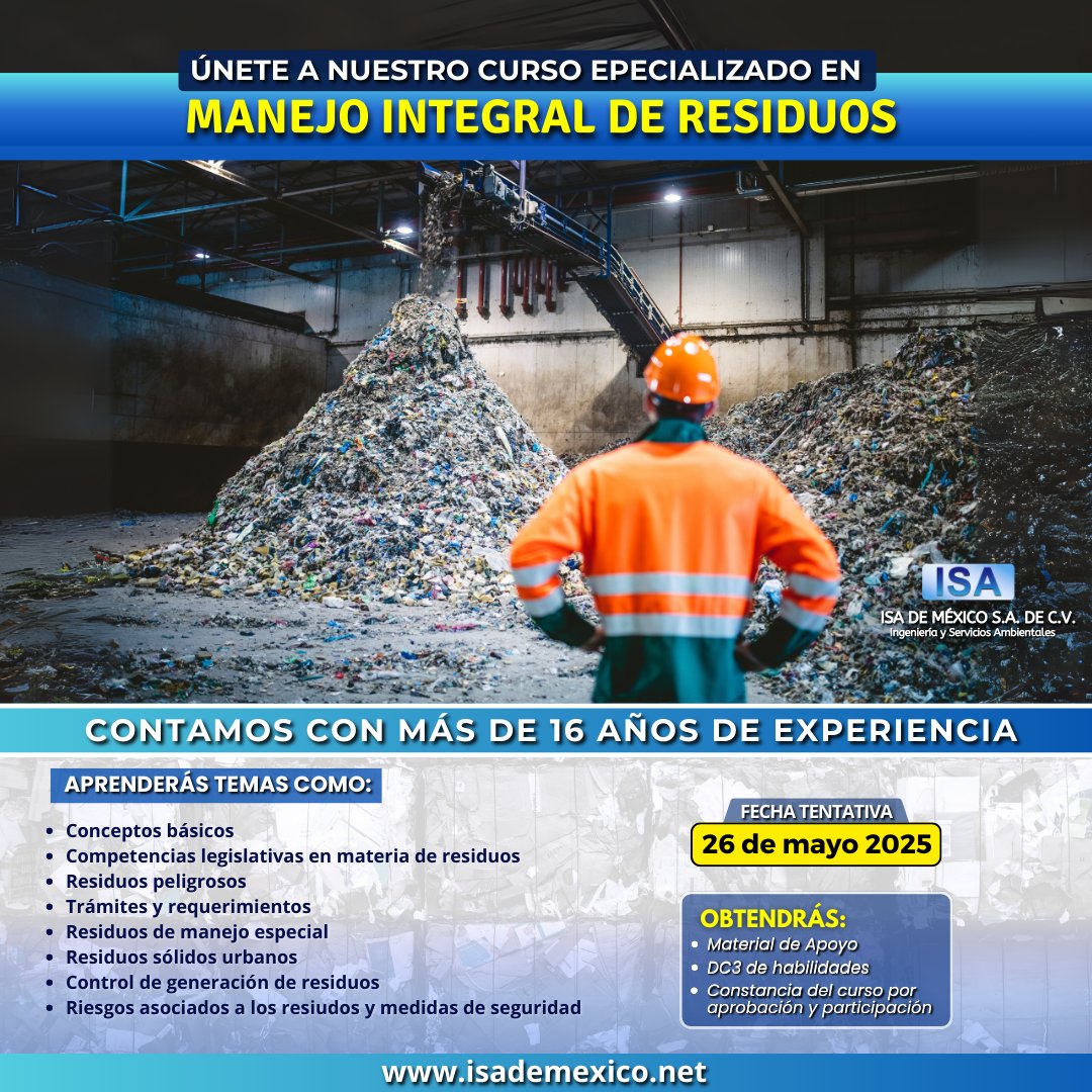 ISAdeMx's tweet photo. ¡Transforma tu impacto ambiental con nuestro Curso Integral de Manejo de Residuos! 🌱🌐

#NOMSTPS #STPS #ISO9001 #isomalt #MedioAmbiente #medioambientesano #medioambiental #MedioAmbienteSV #medioambiente♻️ #medioambientechile #medioambientelimpio #medioambienteenfotografias https://t.co/uxD6BepkGX