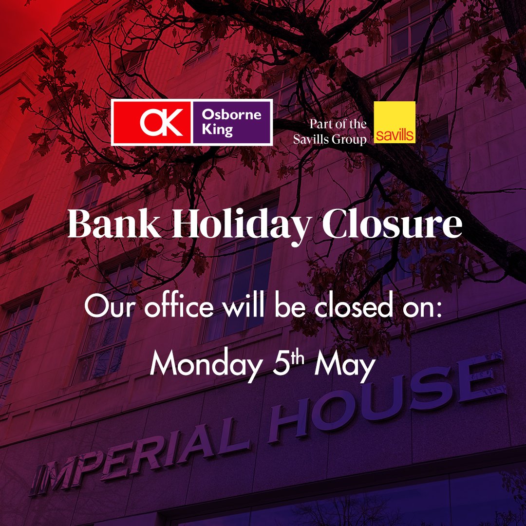 Please note our office will be closed on Monday 5th May. We would like to wish everyone a very happy #BankHolidayWeekend! 
#Savills