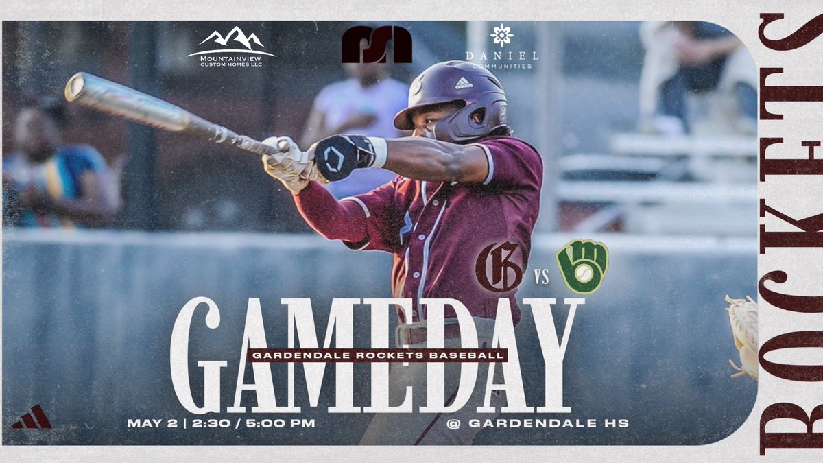 🚨 ROCKET BASEBALL TODAY 🚨 

🏆 Quarterfinals
🆚 Mountain Brook Spartans
⏰ 2:30 / 5:00 pm
🏟️ Gardendale HS
📍 Gardendale, AL
📱 GameChanger App
🎟️ GoFan.co

#HailtheDale