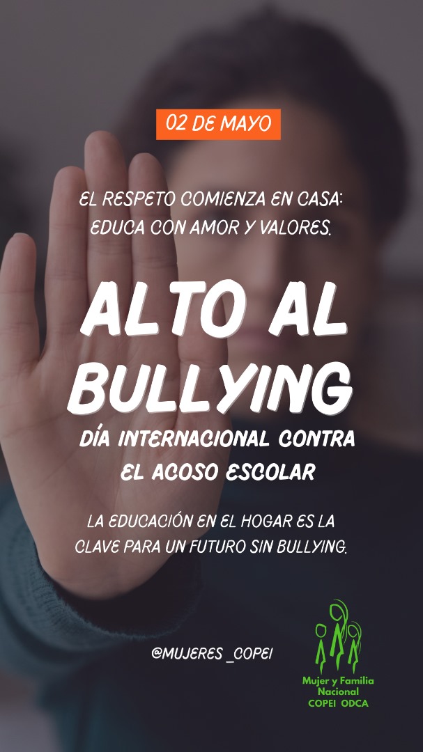 Hoy, en el #DíaInternacionalContraElAcosoEdcolar , desde Mujer y Familia COPEI ODCA recordamos que el respeto comienza en casa. Educa con amor y valores para un futuro sin acoso.  

#ValoresEnFamilia #EducarParaElRespeto