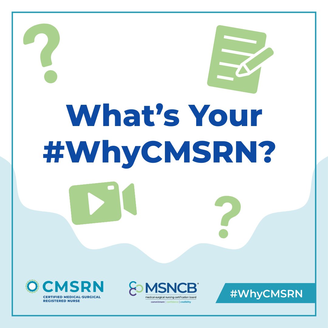 What's your reasoning for pursuing certification? How has certification impacted your professional development? Share your story by participating in our #WhyCMSRN campaign! 
🎥: hubs.la/Q03khM0S0
📝: hubs.la/Q03khB9j0