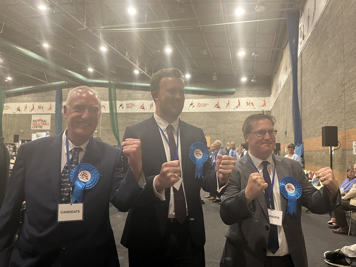 NNjournalism's tweet image. Three happy tories in north Northants. Desborough Ward. An unusual sight today #LocalElections2025