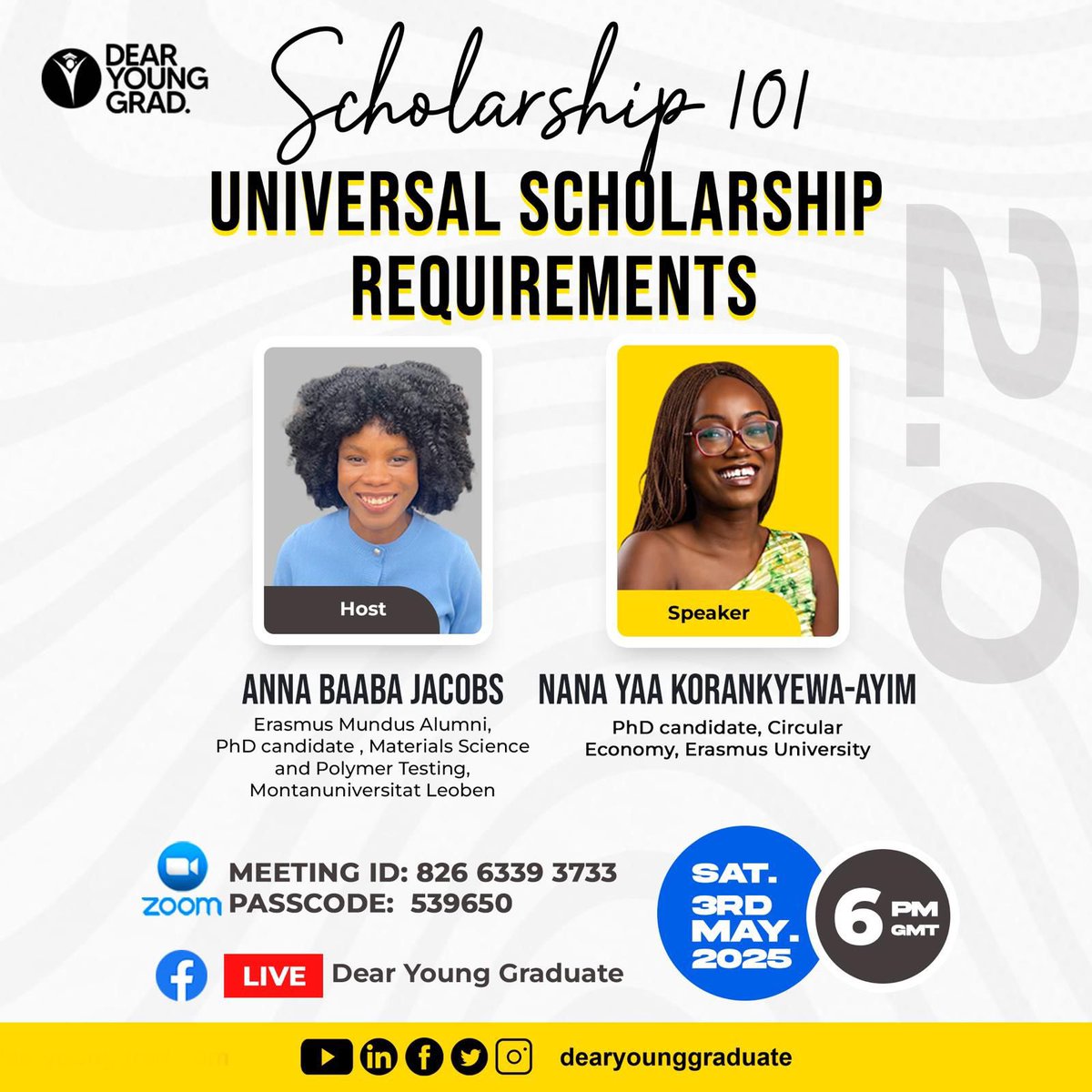 Coming up this Saturday 
Mark your calendar!

You snooze, you lose. 

#Dearyounggraduate
#Scholarship101
#Scholarships