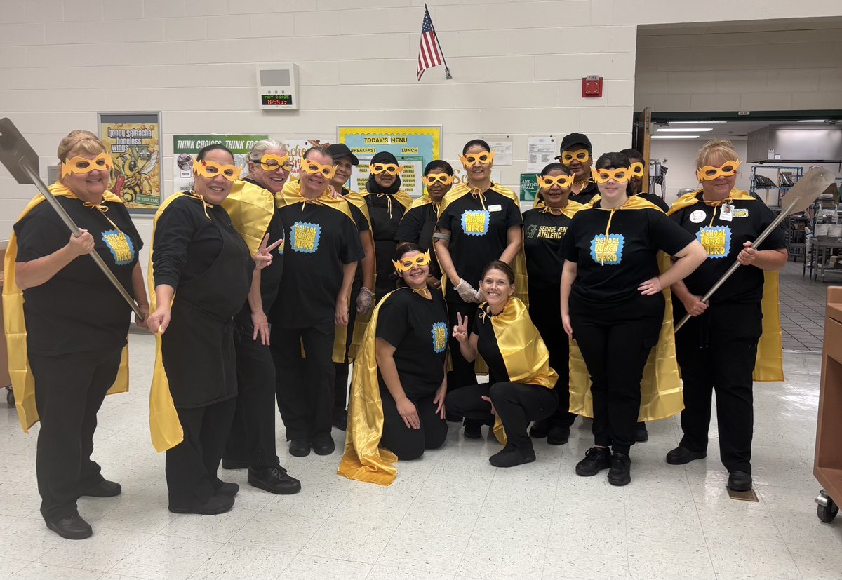 Today is School Lunch Hero Day! School Lunch Hero Day recognizes and celebrates the hard work and dedication of school nutrition professionals who provide meals to students. 

Thank you to our wonderful Cafeteria staff for all you do for our students!