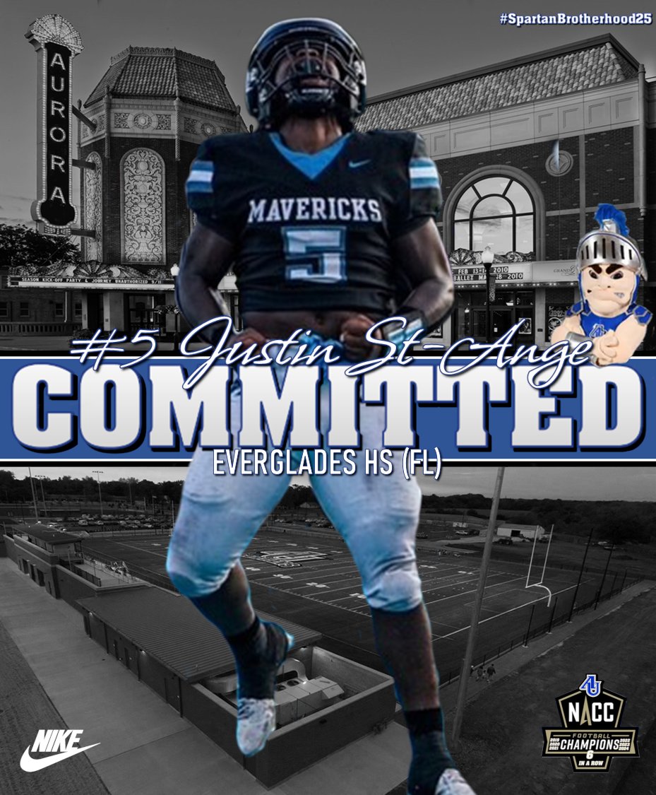Aurora University Football (@au_spartanfb) on Twitter photo Spartan Fans, we are excited to welcome <a href="/BulletsJustin1/">Justin St-Ange</a> from Everglades HS to the Aurora Football Family. #WeAreOneAU #SpartanBrotherhood25 Spartan Fans, we are excited to welcome <a href="/BulletsJustin1/">Justin St-Ange</a> from Everglades HS to the Aurora Football Family. #WeAreOneAU #SpartanBrotherhood25