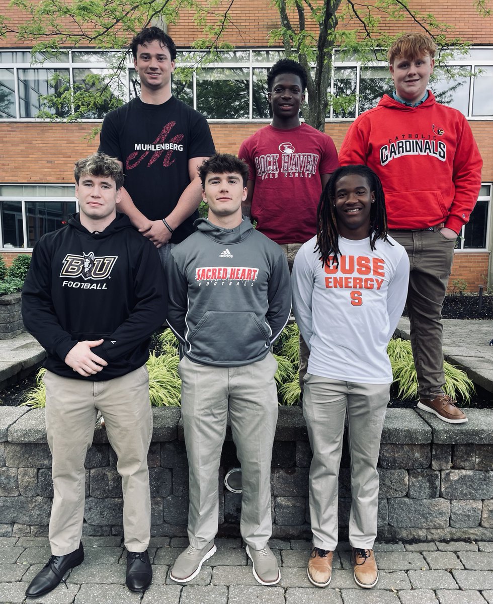 Varsity football members recently committed to play in college! 
Dylan Clair - Commonwealth U (Bloomsburg)
Justin Hawkins - Commonwealth U (Lock Haven)
Jack Leuthe - Sacred Heart U
Julian McFadden - Syracuse U
Seamus Pinkerton - Catholic U
Eddie Sutter - Muhlenberg College
<a href="/lschs/">La Salle College High School</a>
