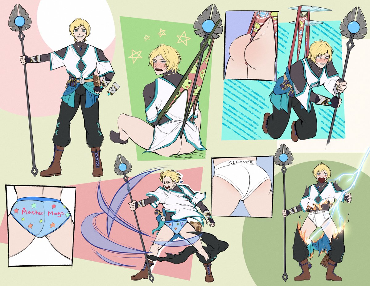 WedgieMageMika's tweet image. Hello geeks and dweebs, I would like you all to greet my Sky Mage version of Mika. The art was done by @cleavercore and he did an amazing job! He perfectly captured Mika's dorky self and his nerdy choice of underwear 🤭👀