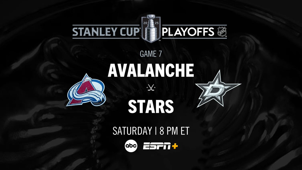 Saturday, don't miss a prime time Game 7 showdown in the First Round of the #StanleyCup Playoffs

🏒 8p ET | #GoAvsGo-#TexasHockey | ABC, ESPN+

More: bit.ly/4klzoGv