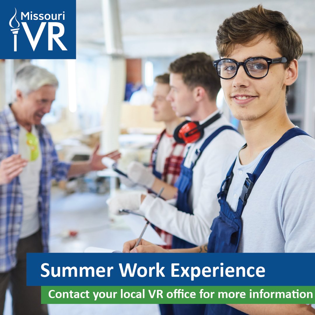 Missouri Vocational Rehabilitation is accepting referrals for its 2025 Summer Work Experience, which offers high school students with disabilities, in their last two years of school, the opportunity for paid work experience. Contact your local VR for info: dese.mo.gov/adult-learning…
