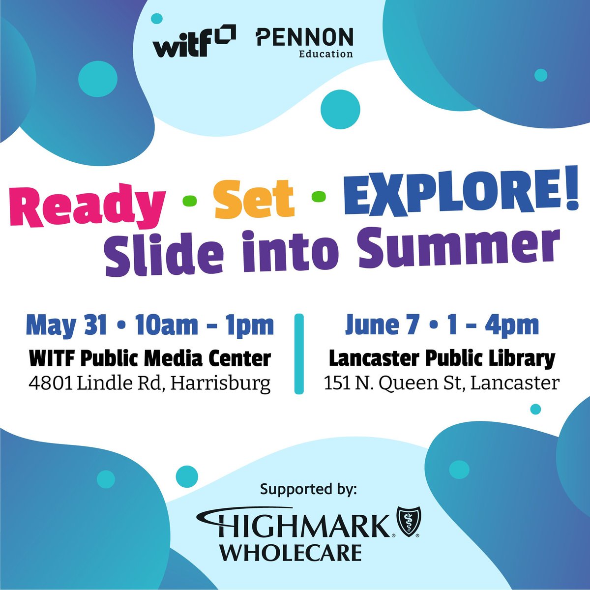 WITF (@witf) on Twitter photo Slide into Summer with FREE family fun! 🌞Join us May 31 at the WITF Public Media Center or June 7 at <a href="/LancasterPubLib/">Lancaster Public Library</a> for hands-on STEAM activities, summer reading inspiration & a chance to meet Molly from Molly of Denali!
Get your FREE tickets now! ✨ buff.ly/Jag7a0c Slide into Summer with FREE family fun! 🌞Join us May 31 at the WITF Public Media Center or June 7 at <a href="/LancasterPubLib/">Lancaster Public Library</a> for hands-on STEAM activities, summer reading inspiration & a chance to meet Molly from Molly of Denali!
Get your FREE tickets now! ✨ buff.ly/Jag7a0c