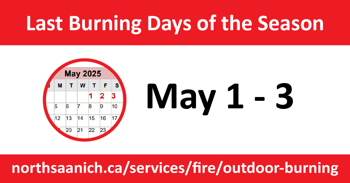 🔥Burning Season is ending, but annual permits are available for Outdoor Fire Appliances (if suitable distance is maintained, and fire bans are not in effect)

🔗 #northsaanich Burning Regulations: ow.ly/PeWu50VKQyP 

🔗 Read more: northsaanich.ca/services/fire/…