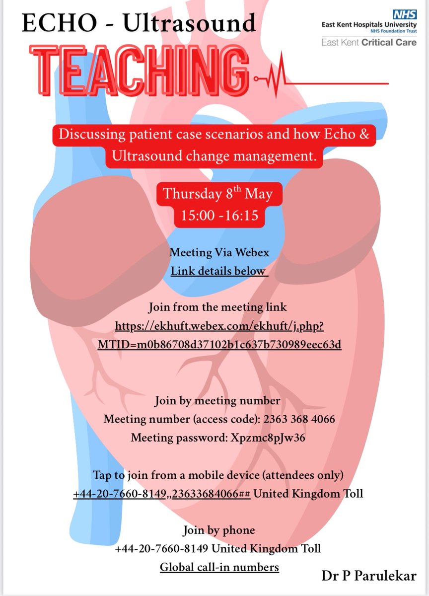 Join our exciting echo ultrasound teaching- Thursday 8th May !