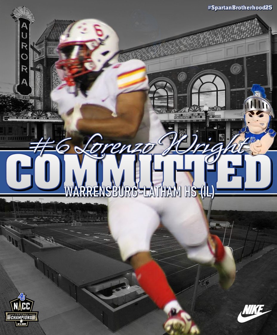 Aurora University Football (@au_spartanfb) on Twitter photo Spartan Fans, we are excited to welcome <a href="/dawrightone23/">Lorenzo Wright</a> from Warrensburg Latham HS to the Aurora Football Family. #WeAreOneAU #SpartanBrotherhood25 Spartan Fans, we are excited to welcome <a href="/dawrightone23/">Lorenzo Wright</a> from Warrensburg Latham HS to the Aurora Football Family. #WeAreOneAU #SpartanBrotherhood25