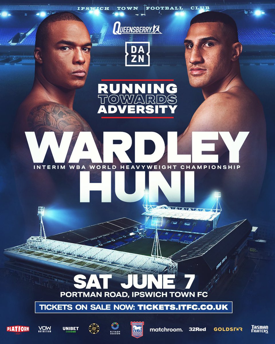 Queensberry Promotions (@queensberry) on Twitter photo New opponent. Same mission.
<a href="/FabioWardley/">Fabio Wardley</a> will now face <a href="/justisjphhuni/">Justis Huni</a> on top of an action-packed undercard 😤
#WardleyHuni | June 7th | <a href="/DAZNBoxing/">DAZN Boxing</a> | Portman Road Stadium, Ipswich New opponent. Same mission.
<a href="/FabioWardley/">Fabio Wardley</a> will now face <a href="/justisjphhuni/">Justis Huni</a> on top of an action-packed undercard 😤
#WardleyHuni | June 7th | <a href="/DAZNBoxing/">DAZN Boxing</a> | Portman Road Stadium, Ipswich
