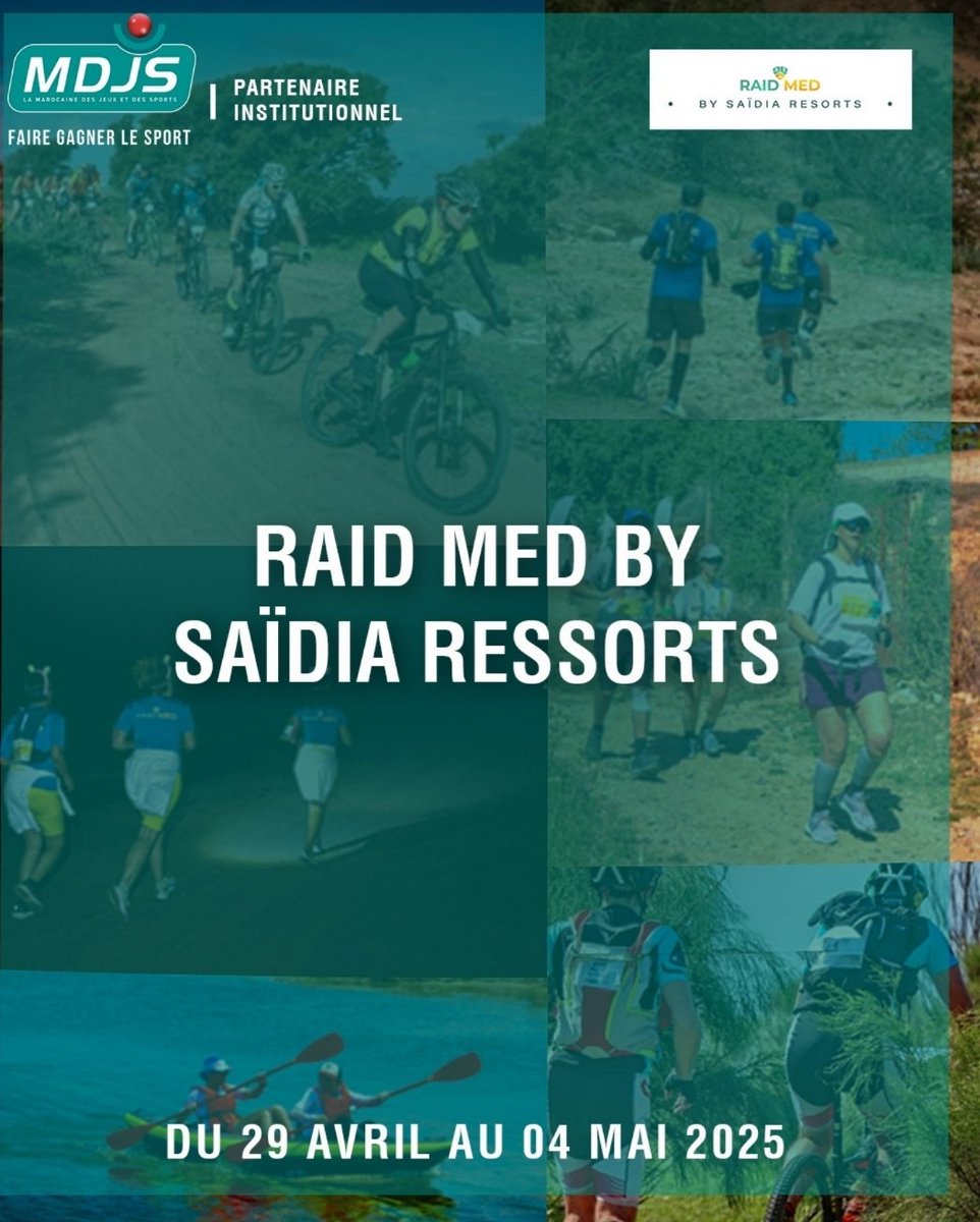 La Marocaine des Jeux et des Sports est fière d'accompagner la nouvelle édition du Raid Med by Saïdia Resorts, un événement multisports d’exception qui se déroulera du 29 avril au 4 mai 2025.