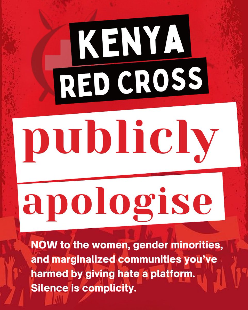 You don’t get to profit from hate and call it humanitarian work.

<a href="/KenyaRedCross/">Kenya Red Cross</a>, you owe women, queer people, and every marginalized Kenyan a PUBLIC APOLOGY.

You are hosting hate. You are endangering lives.

Your silence is complicity.