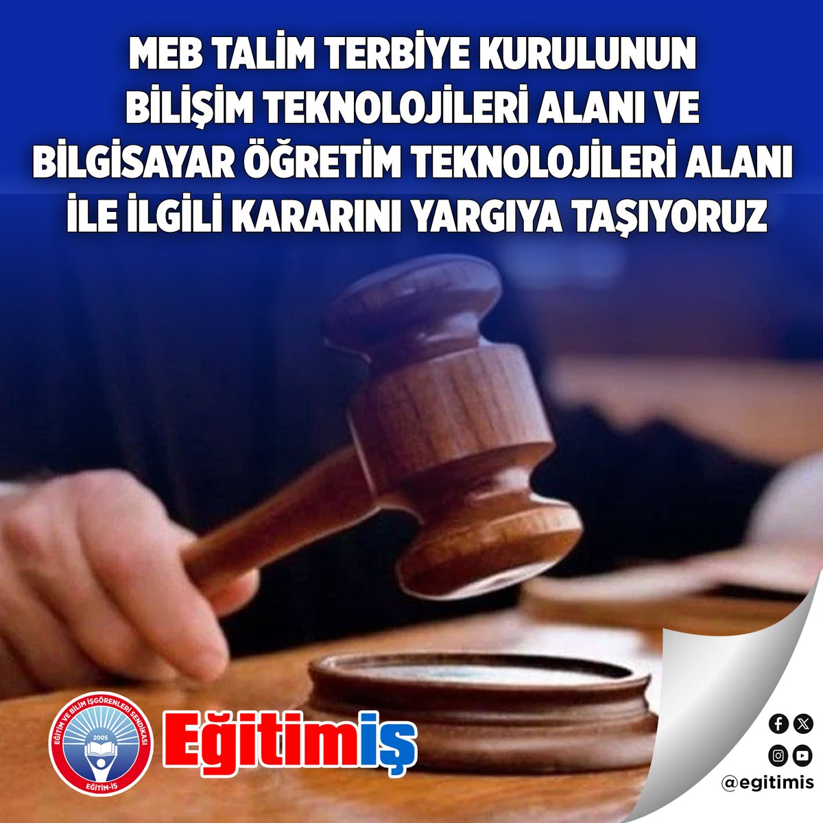 MEB TALİM TERBİYE KURULUNUN BİLİŞİM TEKNOLOJİLERİ ALANI VE BİLGİSAYAR ÖĞRETİM TEKNOLOJİLERİ ALANI İLE İLGİLİ KARARINI YARGIYA TAŞIYORUZ
Milli Eğitim Bakanlığı Talim Terbiye Kurulu Başkanlığı tarafından Nisan 2025 Tebliğler dergisinde yayınlanan Öğretmenlik Alanları, Atama ve Ders