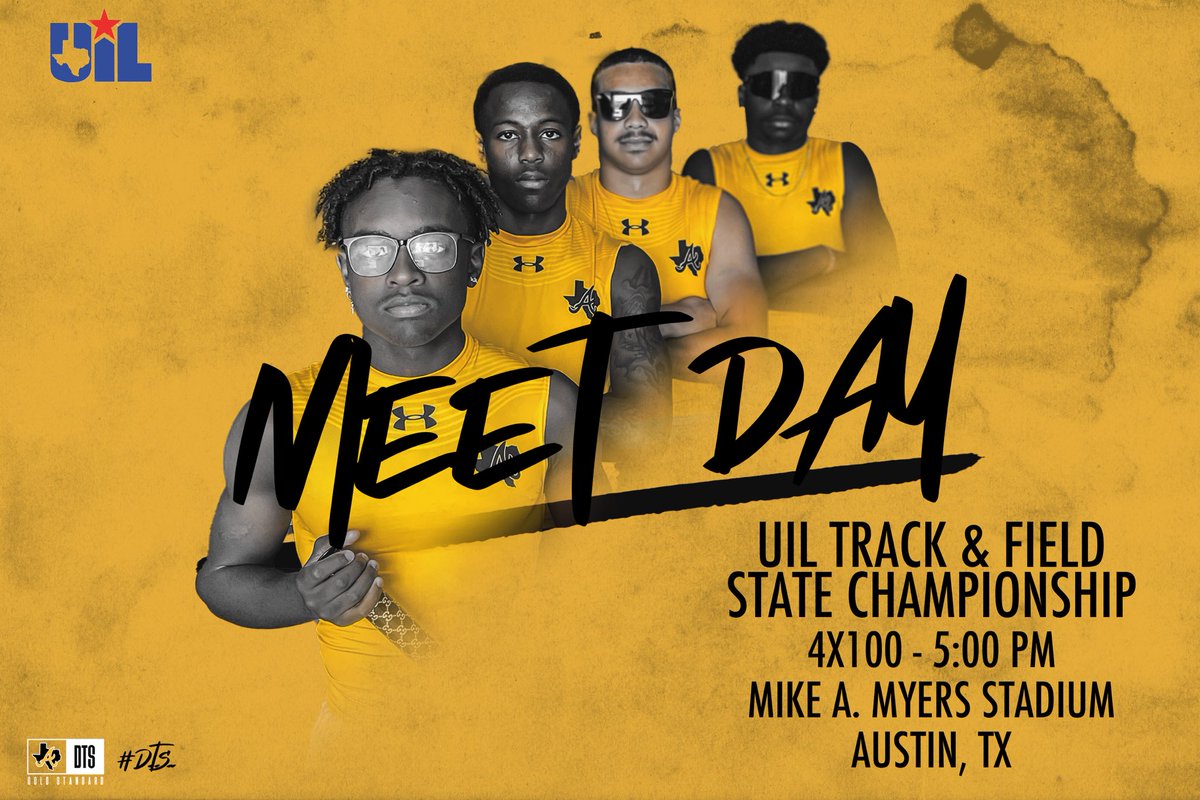 🏃MEET DAY🏃
UIL TRACK &amp; FIELD STATE CHAMPIONSHIP
⌚️4x100 - 5:00 pm
📍Mike A. Myers Stadium | Austin, TX

#DTS