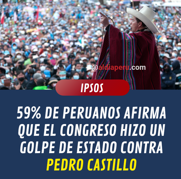 aldiaperupe's tweet photo. #ENCUESTA: En la más reciente encuesta de #IPSOS los peruanos afirman que el #Congreso sacó del poder al presidente Pedro Castillo dándole un golpe de estado.

#TAG: acción popular giacomo saravia Vizcarra maranguita https://t.co/J8o1TXVXRs