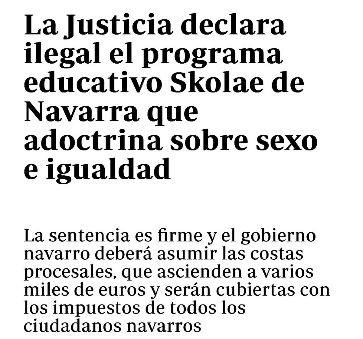 🚨El TSJN lo deja claro:

👉🏻#Skolae fue impuesto y es ilegal. En Navarra no caben experimentos ideológicos con los jóvenes. 

¡Basta de adoctrinar en las aulas!