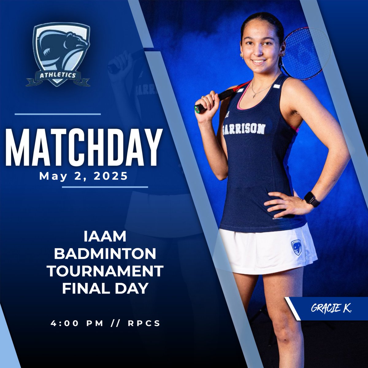 Gracie K. is representing Garrison Forest in the final day of the IAAM Badminton Tournament.  Good luck today in your matches!  We are proud of you!  #GOGRIZZLIES