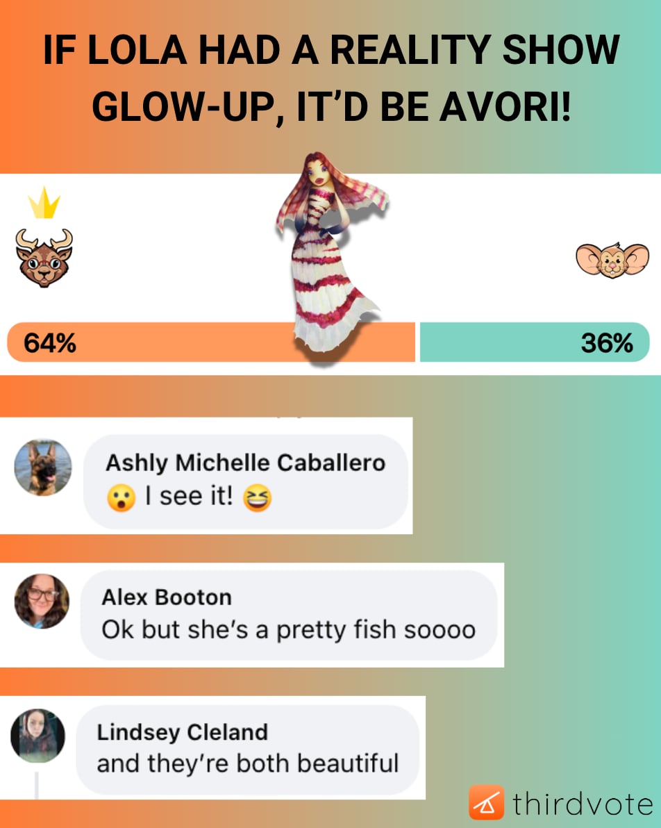 Thirdvote's tweet image. Battle Camp: Which Shark Tale character does Avori look like? 

Join the debate 👇 
thirdvote-prod.web.app/cases/edafc860…

#BattleCamp #battlecampnetflix #Netflix #realitytv #realityshow