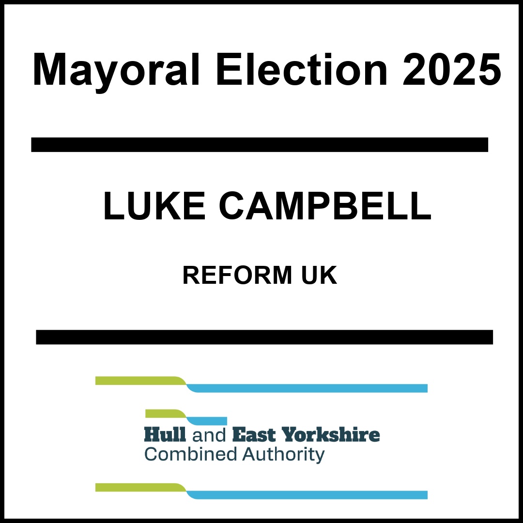 Results of the Hull and East Riding Mayoral election:

Luke Campbell (Reform UK) has been elected as the Mayor of Hull and East Yorkshire.

See the election results in full: orlo.uk/results_4Gefn