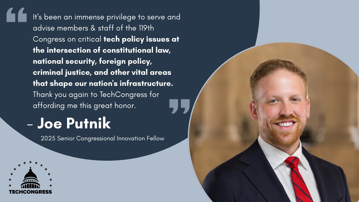 💡 Joe is a technologist whose interest lies in #tech policies that advance the common good. He advises on #IP, #antitrust, #AI, #cybersecurity, and #privacy issues.

Read more here: techcongress.io/blog/2025-plac…