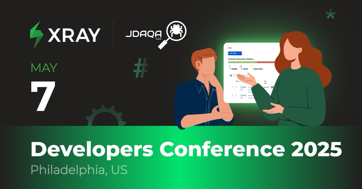 🚀 Xray is joining the Developers Conference on May 7th in Philadelphia! 🚀
We'll be there with our partner JDAQA, diving into the world of test management and quality assurance. Come meet us!
Get your ticket 👉 hubs.li/Q03kSj5F0