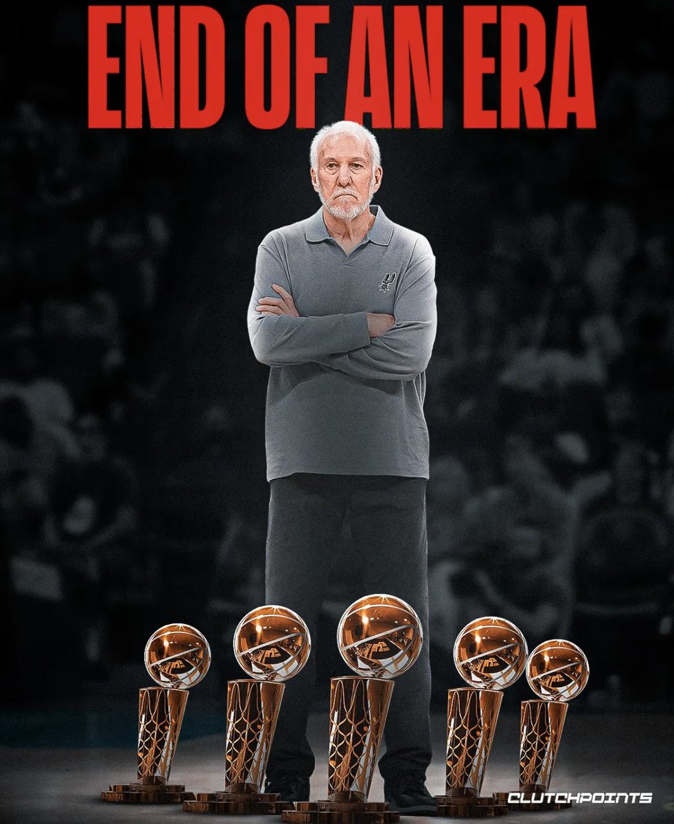Congratulations to Spurs legend Gregg Popovich on an illustrious career 🙌

1,422 regular season wins (NBA record) 
170 playoff wins (3rd all-time)
22 consecutive playoff appearances (NBA record) 
5x NBA Champion 
3x NBA Coach of the Year 
Olympic Gold Medalist
Basketball Hall of