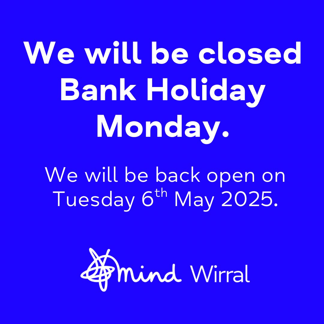 We’re now closed for the bank holiday weekend. 

We will be back open on Tuesday 6th May 2025.

If you need to chat to someone over the bank holiday weekend, Samaritans are available 24 hours a day on 116 123. If you, or someone else, are in immediate danger, always call 999.
