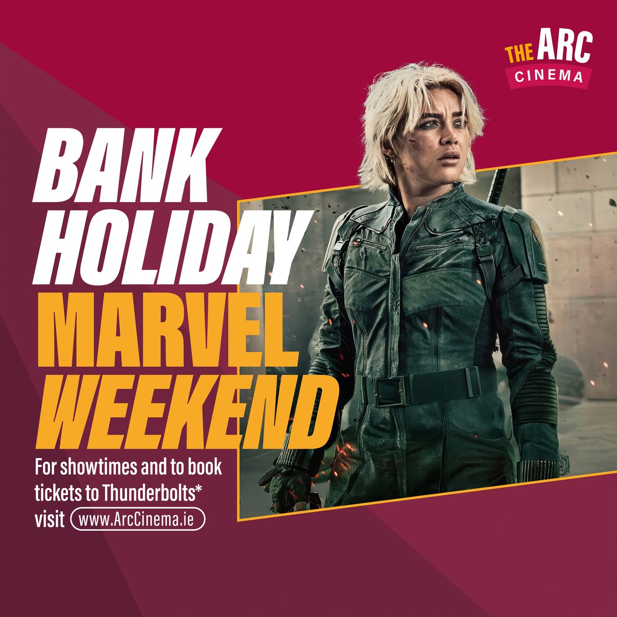 🛑✨ Bank Holiday Marvel Weekend is HERE!
The weekend strikes again - with new releases! ⚡ arccinema.ie/event/93071

🎟️ Blockbusters. Day off. No brainer.