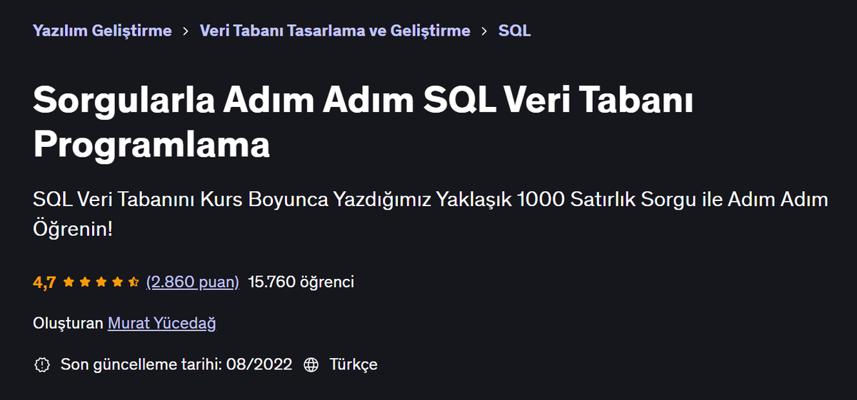📊 Veri Analizine Giden Yol SQL'den Geçer!

Veri analizi, günümüzün en kıymetli becerilerinden biri. Ama bu yolculuğa sağlam bir temel atmak şart!

SQL bilmeden veri analizine başlamak, pusulasız denize açılmak gibidir.

İşte tam da bu yüzden sana özel bir önerim var! 🚀

🎓