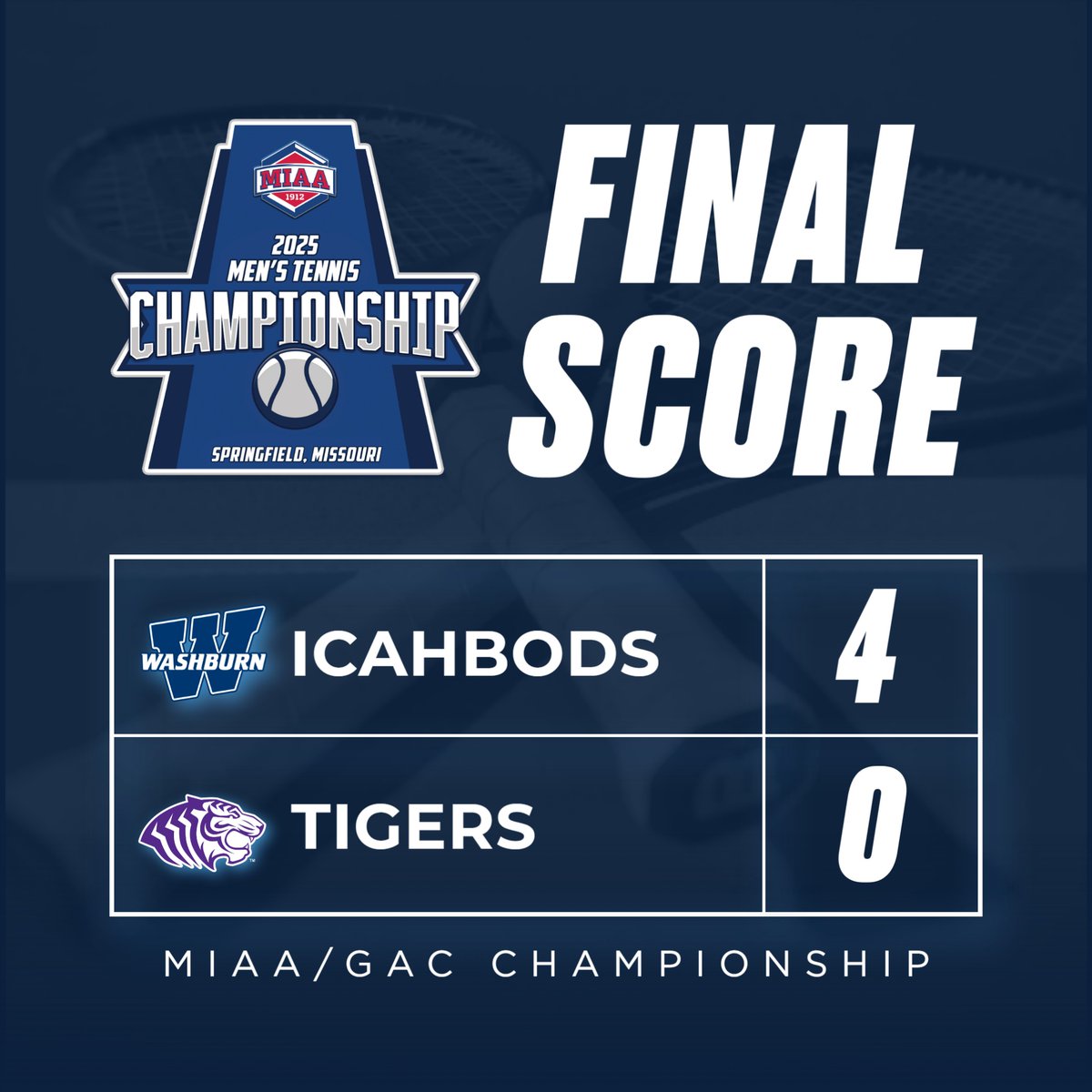 The MIAA (@themiaa) on Twitter photo πππππ ππππ!!! πππ
Congratulations to <a href="/IchabodTennis/">Washburn Tennis</a> on winning its third straight MIAA/GAC Men's Tournament Championship π
#BringYourAGame πππππ ππππ!!! πππ
Congratulations to <a href="/IchabodTennis/">Washburn Tennis</a> on winning its third straight MIAA/GAC Men's Tournament Championship π
#BringYourAGame
