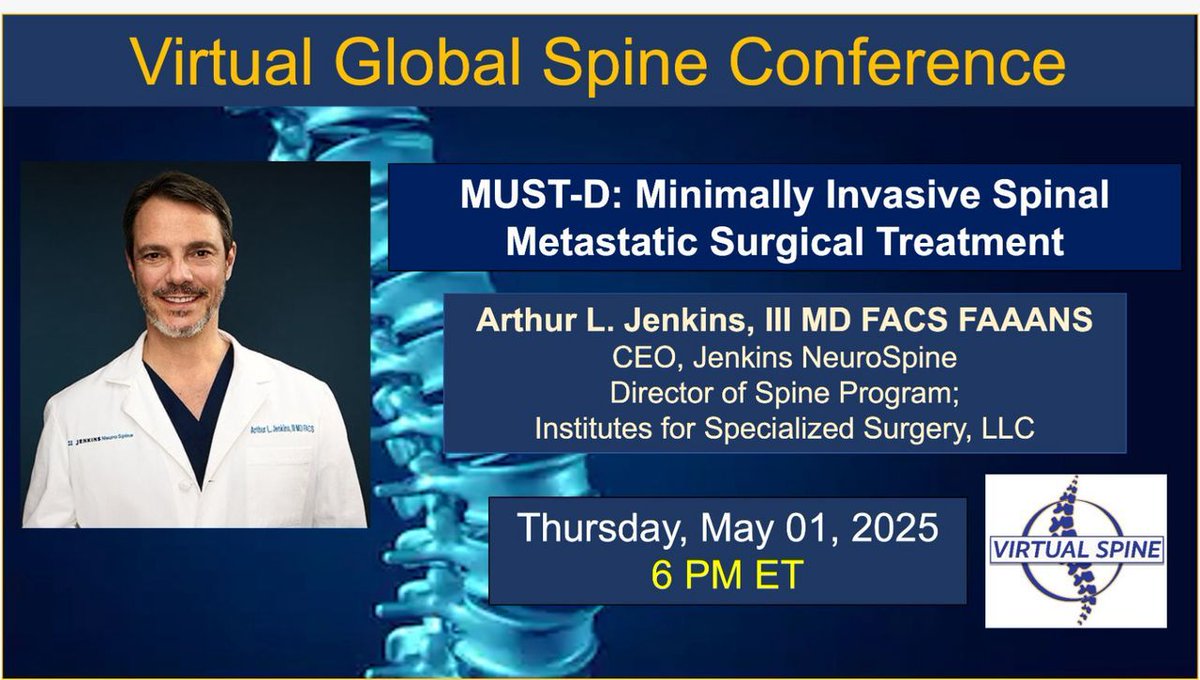 Virtual Global Spine Conference (@virtualspine) on Twitter photo 🎥 Missed it live? You can now watch Dr. Arthur L. Jenkins III’s <a href="/spinedocnyc/">Jenkins NeuroSpine</a> powerful session on the MUST-D technique for metastatic spinal surgery, presented at our <a href="/virtualspine/">Virtual Global Spine Conference</a> Conference. Insightful. Innovative. Now on YouTube. 👇
🔗 youtube.com/watch?v=5rIVF5…
#SpineSurgery 🎥 Missed it live? You can now watch Dr. Arthur L. Jenkins III’s <a href="/spinedocnyc/">Jenkins NeuroSpine</a> powerful session on the MUST-D technique for metastatic spinal surgery, presented at our <a href="/virtualspine/">Virtual Global Spine Conference</a> Conference. Insightful. Innovative. Now on YouTube. 👇
🔗 youtube.com/watch?v=5rIVF5…
#SpineSurgery
