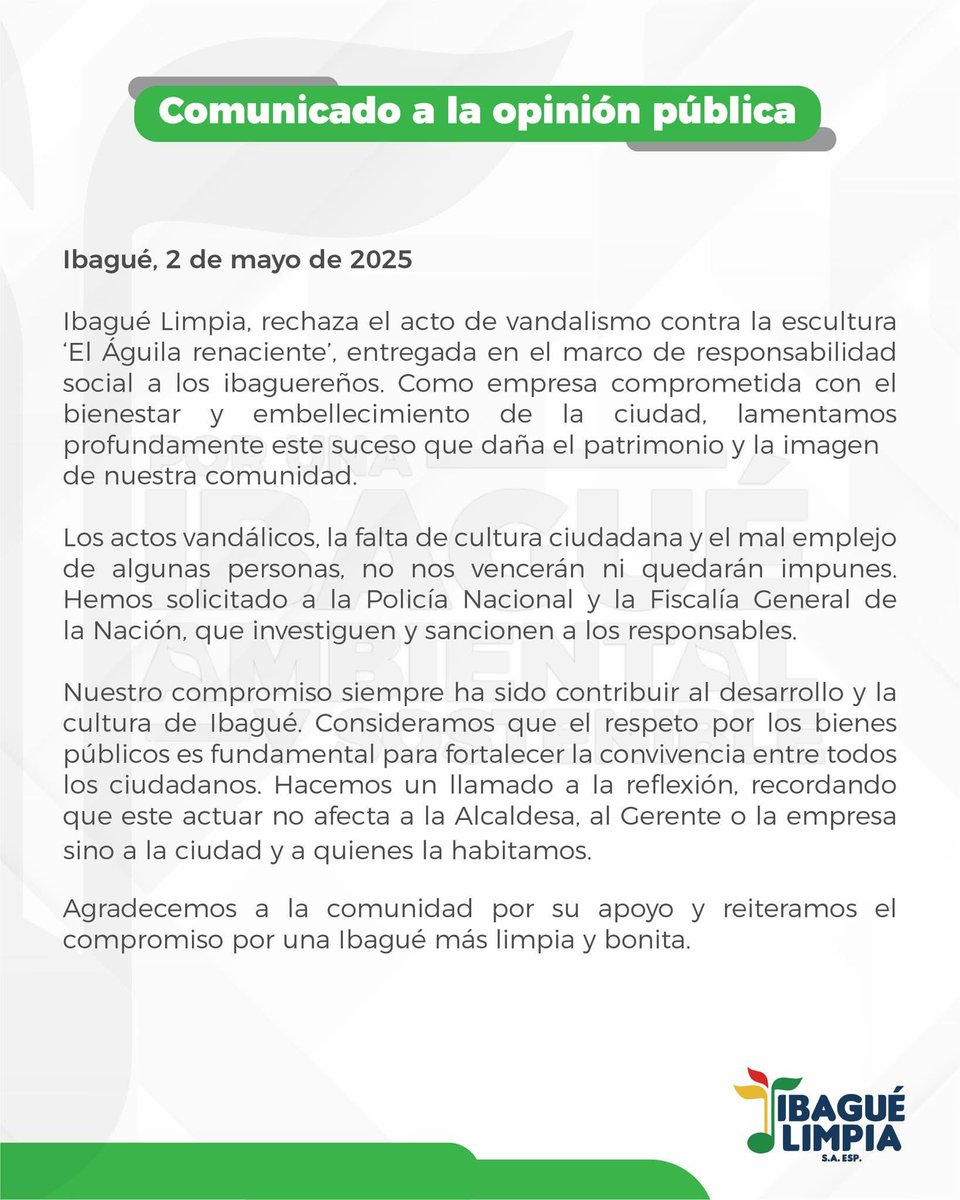 La vandalizacion de las marchas pacíficas y el silencio cómplice desnaturaliza su esencia y las vuelve violentas, ojalá los #organizadores de la #marcha del día del #trabajo en #Ibagué rechacen categóricamente estos #daños a los bienes públicos de todos los #ibaguereños y apoyen