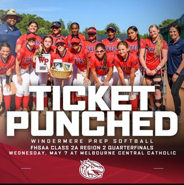 Let’s go, Windermere Prep Softball!
We are headed to the Regional playoffs on May 7th. Let’s bring the energy!