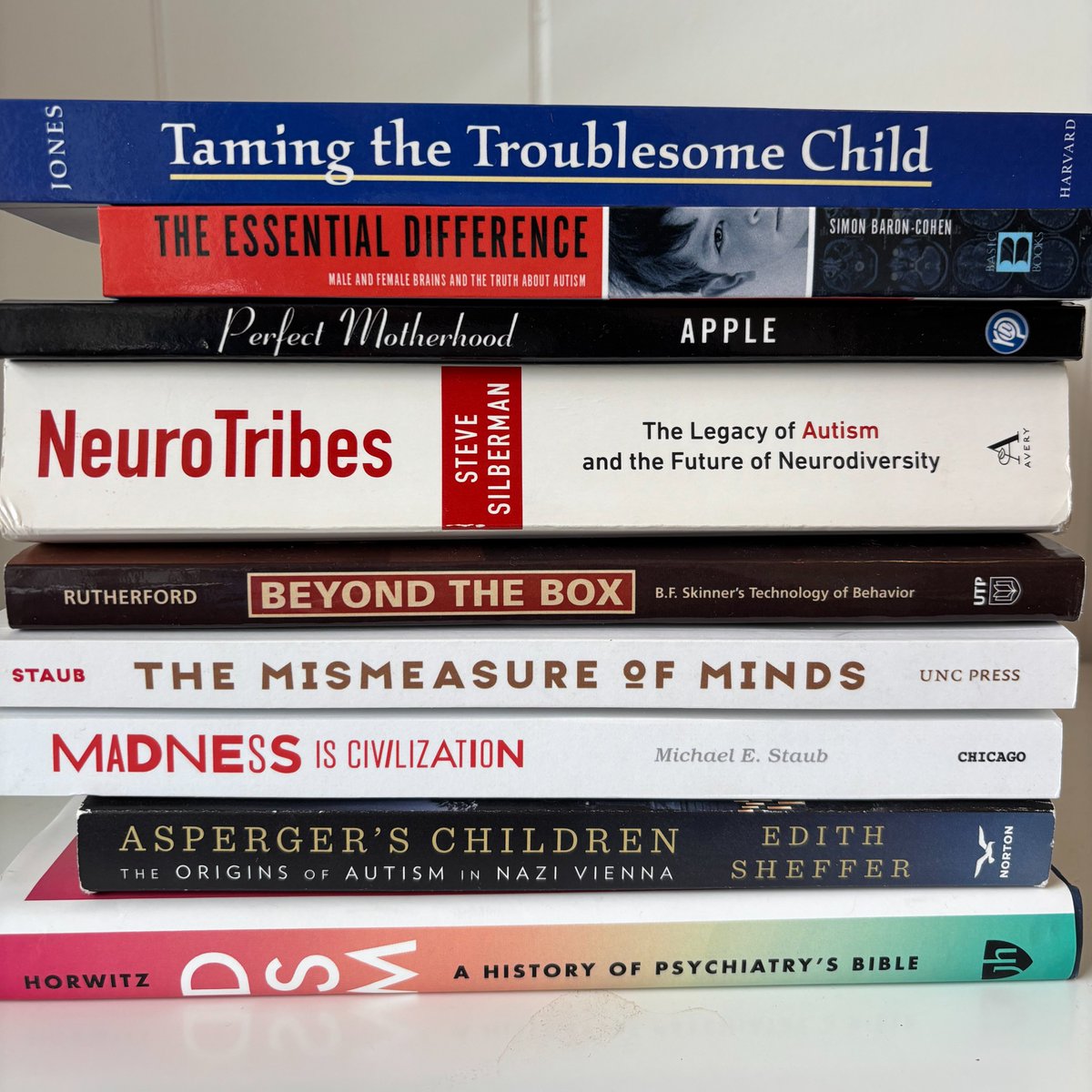 Teaching a new class on the history of neurodiversity this past semester was one of the most exciting intellectual experiences I've had in years. Here's a selection from the larger stack that went into my prep. Would love to connect with anyone working on this important topic!