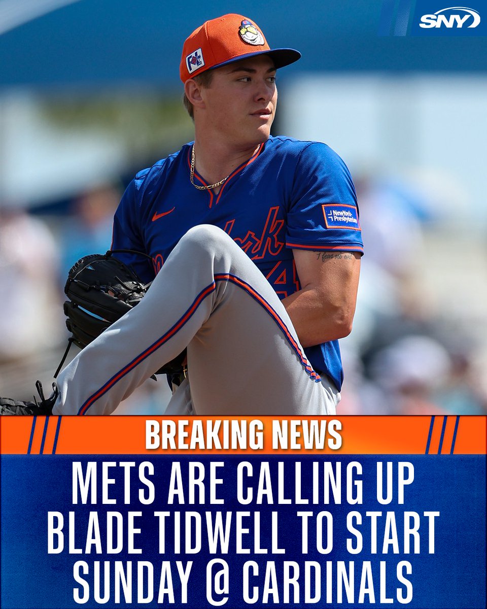 SNY Mets (@sny_mets) on Twitter photo Per multiple reports, the Mets are calling up Blade Tidwell to start on Sunday in St. Louis.
Tidwell comes in at #12 in <a href="/PSLToFlushing/">Joe DeMayo</a>'s Top 30 prospects (on.sny.tv/QLMqb2S)
First on the news was <a href="/WexlerRules/">Daniel Wexler</a> on.sny.tv/MUxOAXo Per multiple reports, the Mets are calling up Blade Tidwell to start on Sunday in St. Louis.
Tidwell comes in at #12 in <a href="/PSLToFlushing/">Joe DeMayo</a>'s Top 30 prospects (on.sny.tv/QLMqb2S)
First on the news was <a href="/WexlerRules/">Daniel Wexler</a> on.sny.tv/MUxOAXo