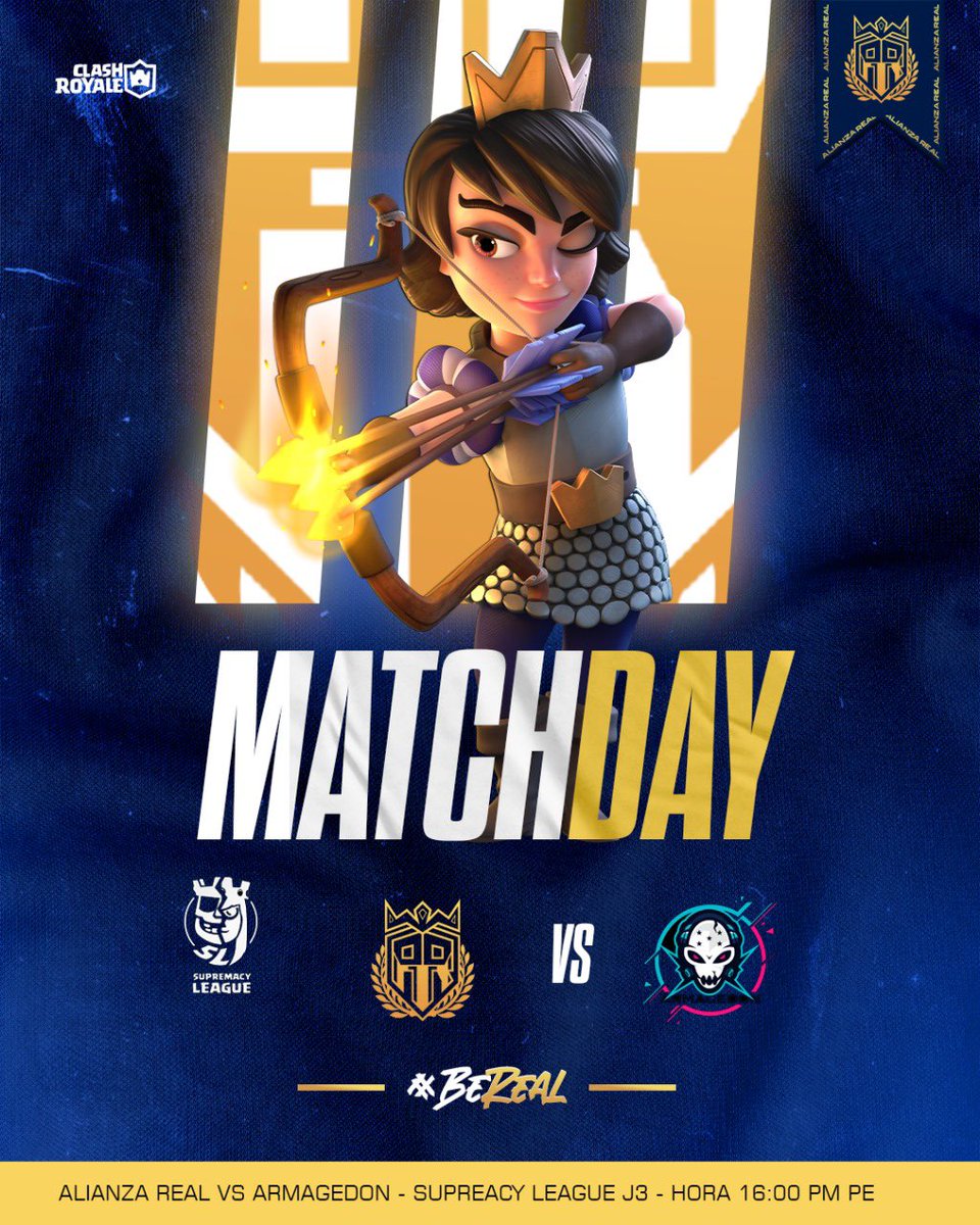 #CR • 𝑴𝘼𝑻𝘾𝑯 𝑫𝘼𝒀 🔱

Hoy tenemos un partido importante para seguir en la lucha, lo daremos todo 🫡

🏆 • <a href="/CR_Supremacy/">Supremacy League</a> [J3]
🆚 • <a href="/ARMAGEDONHN_CR/">ARMAGEDON🇭🇳</a>
⏰ • 16:00🇵🇪 15:00🇲🇽
📺🇪🇸: twitch.tv/christianeln0b
🎙️🇪🇸: <a href="/ChristianElNob/">ChristianElNob</a> &amp; <a href="/gp_anahiii/">gp_anahi</a>

#BeReal🔱
