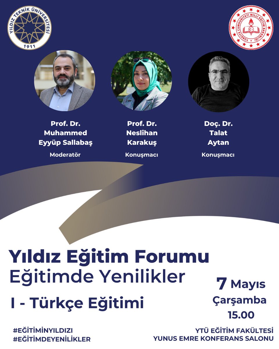 YTÜ Eğitim Fakültesi (@yildizegitim) on Twitter photo Fakültemiz ve İstanbul MEM <a href="/istanbulilmem/">İstanbul İl Millî Eğitim Müdürlüğü</a> işbirliğiyle düzenlenen "Yıldız Eğitim Forumu/Eğitimde Yenilikler" programının ilki "Türkçe Eğitimi" alanında gerçekleştirilecektir.
Bilgilerinize sunar, katılımınızı bekleriz...
🗓 7 Mayıs 2025 Çarşamba
⏰ 15:00
🏫Y. Emre Kon. Sal. Fakültemiz ve İstanbul MEM <a href="/istanbulilmem/">İstanbul İl Millî Eğitim Müdürlüğü</a> işbirliğiyle düzenlenen "Yıldız Eğitim Forumu/Eğitimde Yenilikler" programının ilki "Türkçe Eğitimi" alanında gerçekleştirilecektir.
Bilgilerinize sunar, katılımınızı bekleriz...
🗓 7 Mayıs 2025 Çarşamba
⏰ 15:00
🏫Y. Emre Kon. Sal.