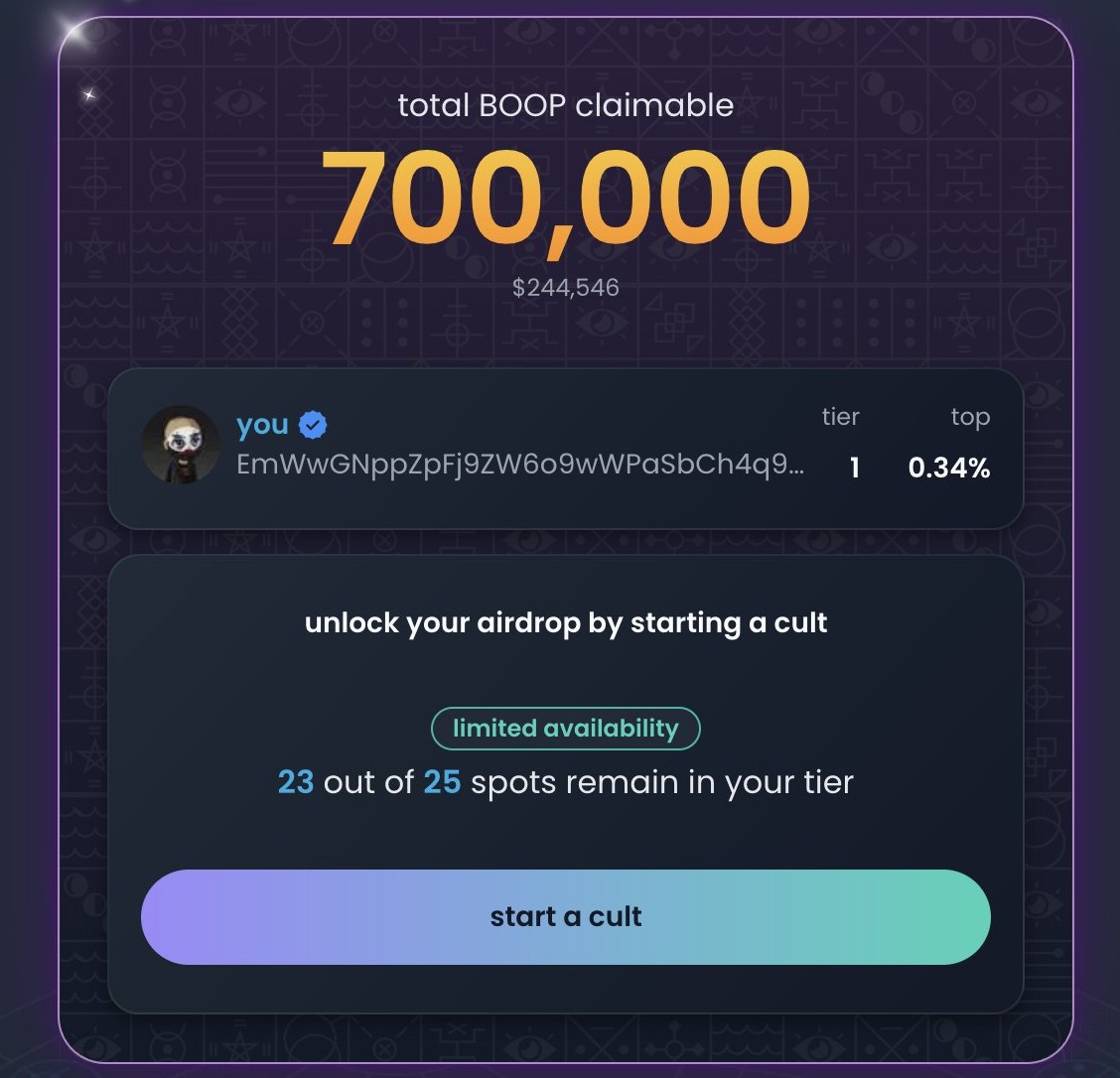 WhispersWeb3's tweet image. $BOOP 發布，為 KOL 和 Degens 提供空投！

在這裡獲取你的獎勵：boopdot.fun

它就像一個有趣的幫浦啟動板，但為使用者提供了新功能。每天向代幣創建者和持有者發放 1,000,000 的 BOOP 獎勵！

每次畢業可獲得空投，並享有 BOOP 持續交易費