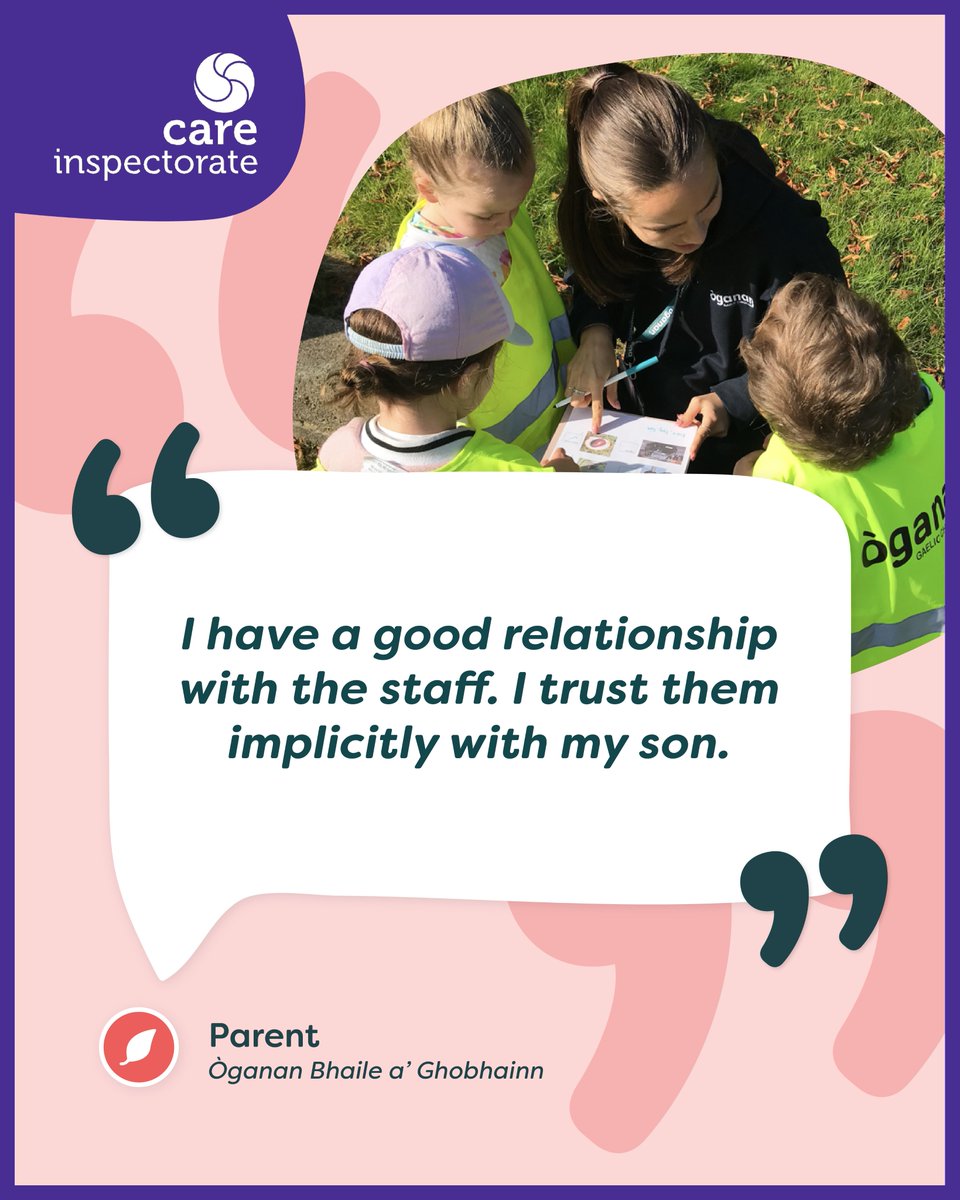 🌟 Beachdan bhon sgrùdadh a bh’againn o chionn ghoirid / Comments from our recent inspection 💬

#careinspection #parent #feedback