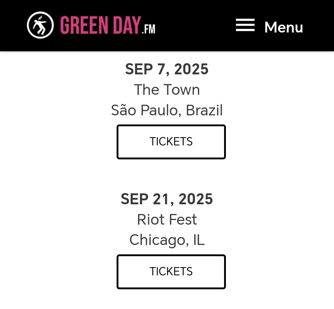angelog7's tweet photo. Hablando de Green Day, le pedí a ChatGPT que simule las fechas de una posible gira sudamericana según su calendario disponible. Este fue el resultado. https://t.co/bKJTjgMSXr