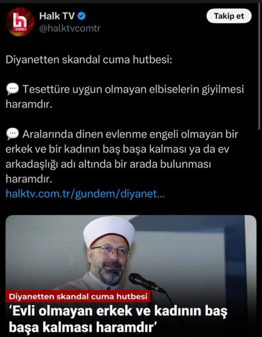 Ey <a href="/halktvcomtr/">Halk TV</a> ve ailesi
Bu konular müslümanları ilgilendirir Rahatsızlık varsa başka kapıya
#halktv 
#Hutbe 
#Diyanet